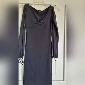 Wet Seal Gray Bodycon Dress with Long Bishop Sleeves for Cocktail